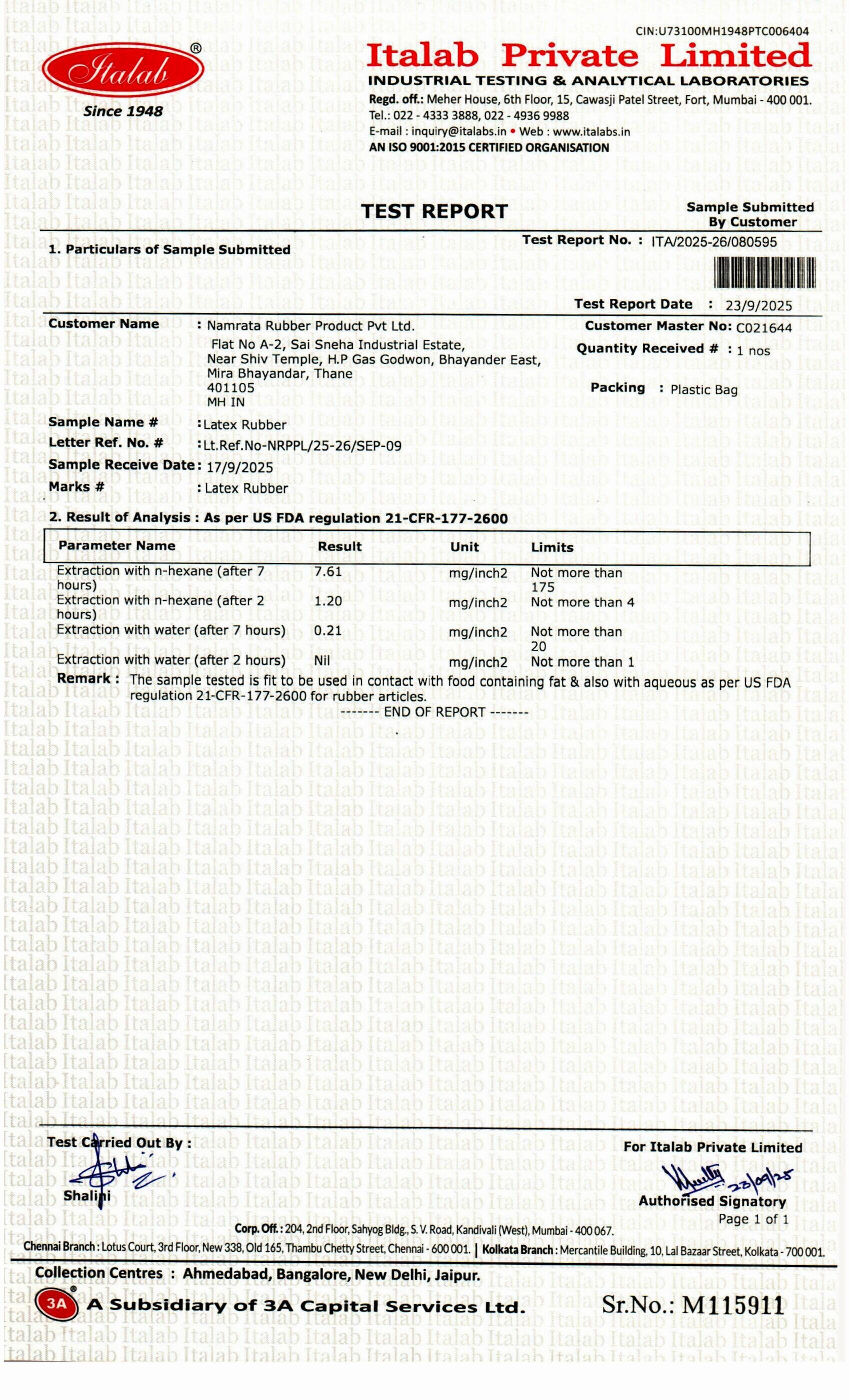 Latex Rubber Food Grade